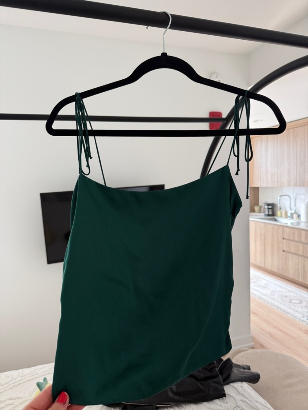 Reformation Forest Green Tie-Strap Cami